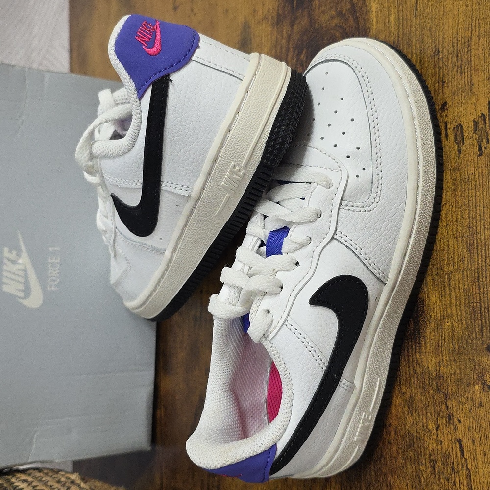 Nike Force 1 (PS) Summit White Black Sneakers-12c - Picture 3 of 10